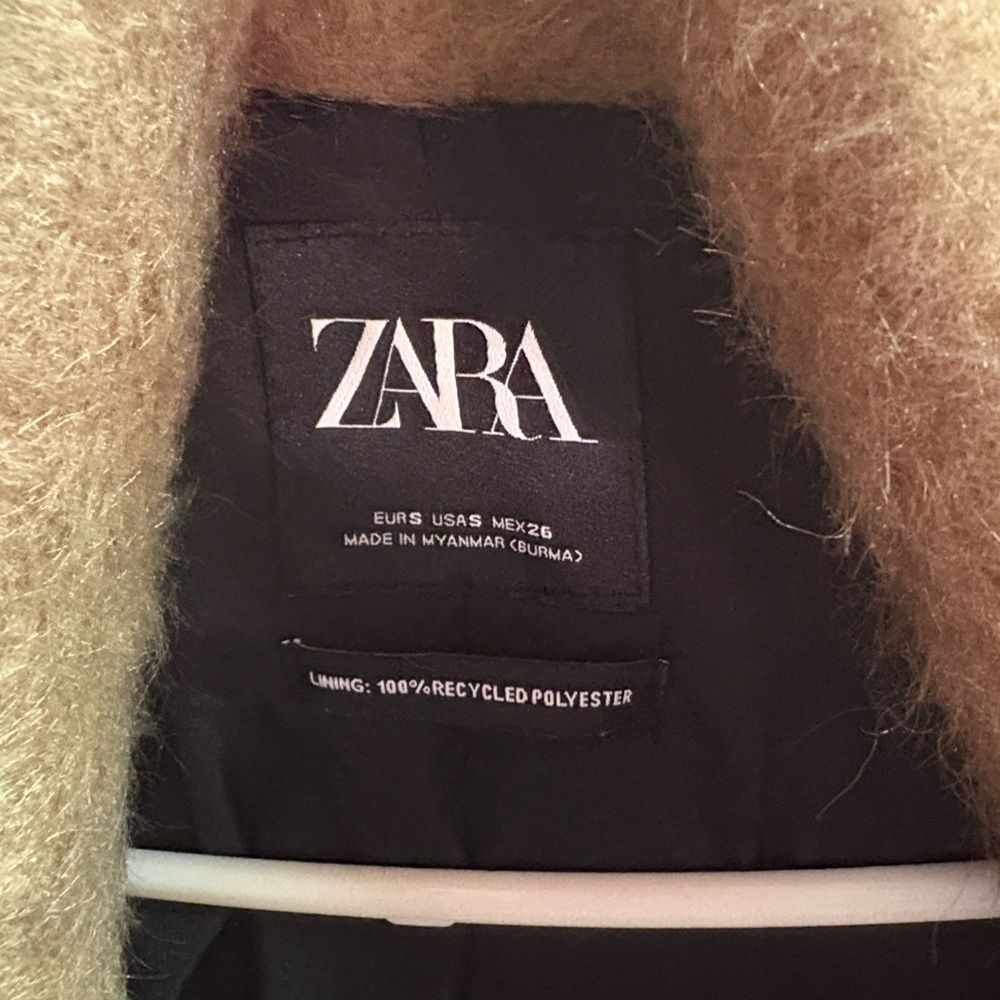ZARA Faux Fur Teddy Tie Waist Coat Camel Small - Picture 4 of 16